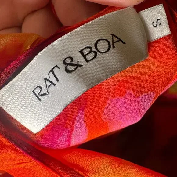 NWT Rat And Boa Dali Dress Tie Dye Open Back Mini Red Orange Size Small - Picture 12 of 15